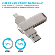 Richwell 3 in 1 64G Micro USB + 8 Pin + USB 3.0 Metal Rotating Push-pull Flash Disk with OTG Function(Silver)