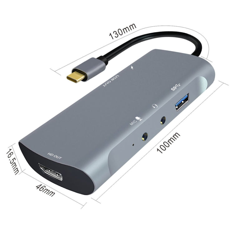 Z41 6 in 1 USB-C / Type-C to PD USB-C / Type-C + HD HDMI + USB 3.0 + 3.5mm AUX + USB + Microphone Interface Multifunctional Docking Station Video Capture Card (Grey) - Video Capture Solutions by PMC TechLife | Online Shopping South Africa | PMC TechLife | Buy Now Pay Later Mobicred