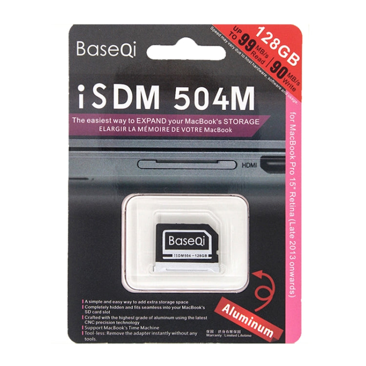 BASEQI 503MSV 128GB Aluminum Alloy Micro SD(TF) Memory Card for Macbook Pro Retina 15 inch (2012