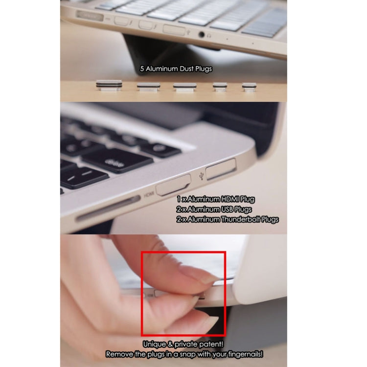 BASEQI iHUT-100 Hidden Aluminum Alloy Anti Dust Plug for Macbook Pro Retina 13.3 / 15 inch Laptops - Others Accessories by PMC Jewellery | Online Shopping South Africa | PMC Jewellery | Buy Now Pay Later Mobicred