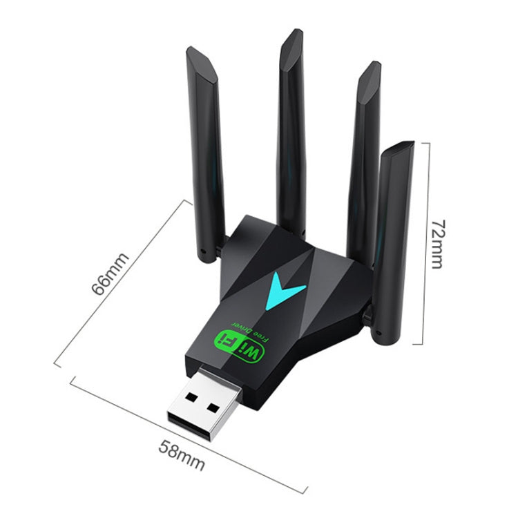 1300Mbps 5G Wireless Network Card Gigabit Dual Band Driver-free USB WiFi Receiver - USB Network Adapter by PMC Jewellery | Online Shopping South Africa | PMC Jewellery | Buy Now Pay Later Mobicred