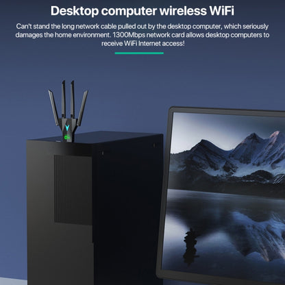 1300Mbps 5G Wireless Network Card Gigabit Dual Band Driver-free USB WiFi Receiver - USB Network Adapter by PMC Jewellery | Online Shopping South Africa | PMC Jewellery | Buy Now Pay Later Mobicred