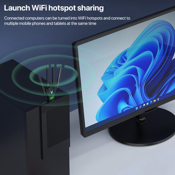 1300Mbps 5G Wireless Network Card Gigabit Dual Band Driver-free USB WiFi Receiver