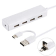 3 in 1 USB-C / Type-C + Micro USB + 4 x USB 2.0 Ports HUB Converter, Cable Length: 12cm(White) - USB 2.0 HUB by PMC TechLife | Online Shopping South Africa | PMC TechLife | Buy Now Pay Later Mobicred