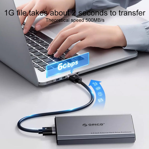 ORICO DD25 C3 2.5 inch Type-C to Type-C and USB Mechanical SSD Enclosure, Supported Capacity: 6TB(Dark Gray)