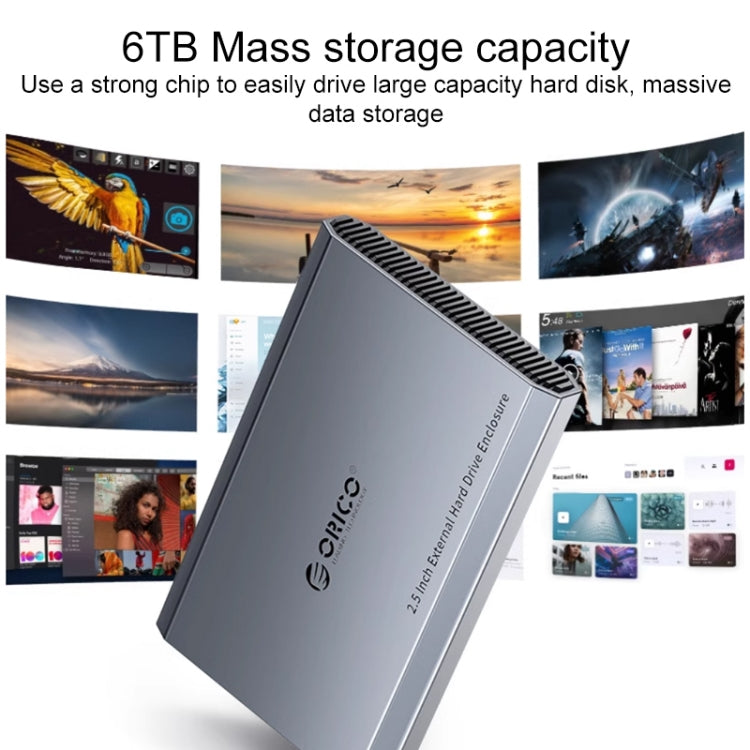 ORICO DD25 C3 2.5 inch Type-C to Type-C and USB Mechanical SSD Enclosure, Supported Capacity: 6TB(Dark Gray)