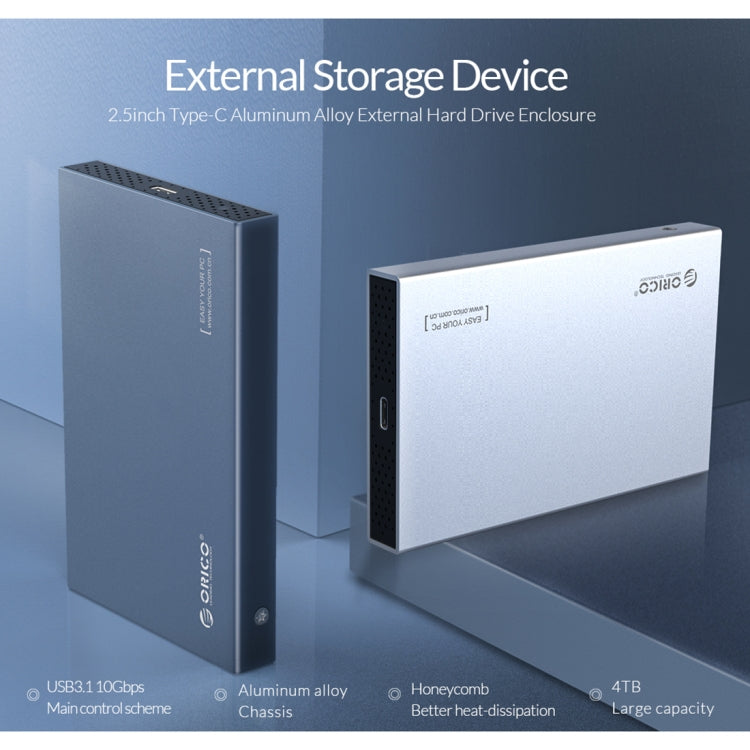 ORICO DD25 C3 2.5 inch Type-C to Type-C and USB Mechanical SSD Enclosure, Supported Capacity: 6TB(Dark Gray)