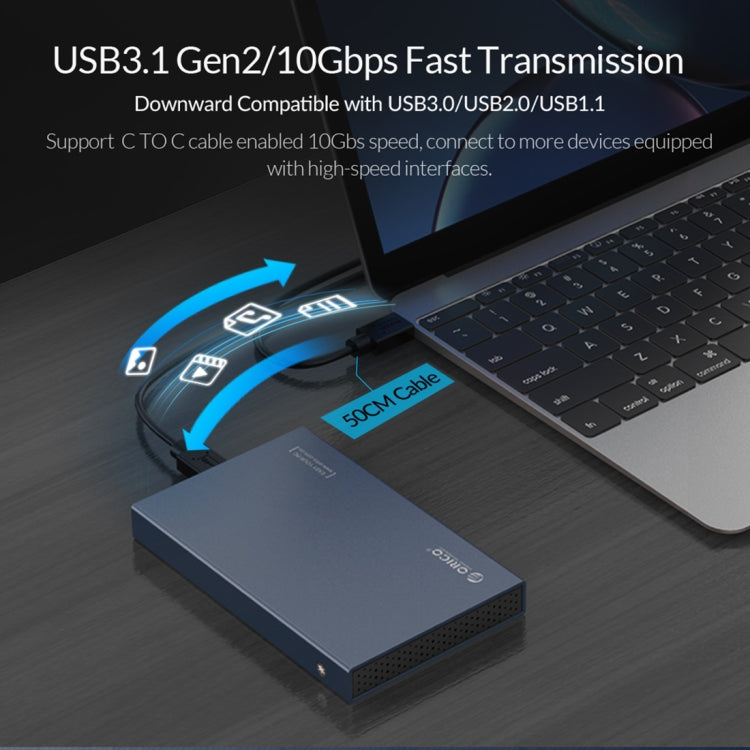 ORICO DD25 C3 2.5 inch Type-C to Type-C and USB Mechanical SSD Enclosure, Supported Capacity: 6TB(Dark Gray)