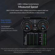 ORICO DD25 C3 2.5 inch Type-C to Type-C and USB Mechanical SSD Enclosure, Supported Capacity: 6TB(Dark Gray)