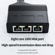 Male RJ45 3 in 1 Gigabit Network Splitter Cable Ethernet Network Coupler