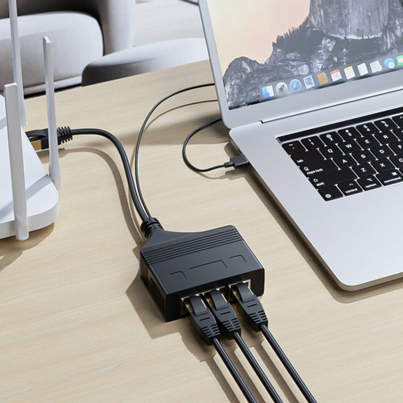 Male RJ45 3 in 1 Gigabit Network Splitter Cable Ethernet Network Coupler