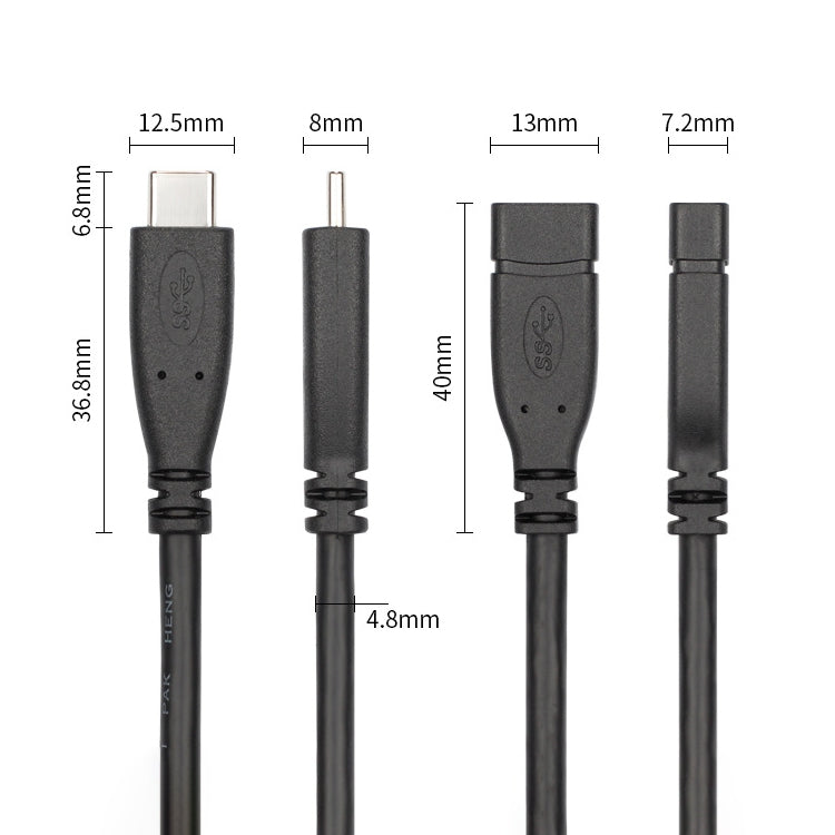 USB 3.1 Type-C / USB-C Male to Type-C / USB-C Female Gen2 Adapter Cable, Length: 50cm - Cable & Adapters by PMC Jewellery | Online Shopping South Africa | PMC Jewellery | Buy Now Pay Later Mobicred