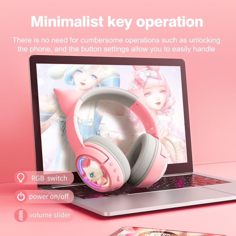 B5 Cat Ear Design USB-C / Type-C RGB Wireless Bluetooth HiFi Headset (Pink) - free shipping - PMC Jewellery - Order now!