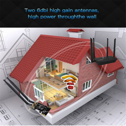 EDUP EP-9607 1200Mbps Dual-Band PCI-E Express Wireless Adapter Network Card with 2 x 6dBi Antennas - free shipping - PMC Jewellery - Order now!