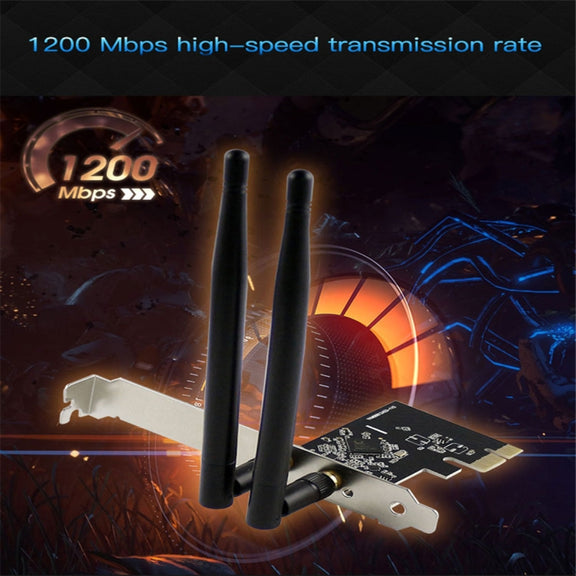 EDUP EP-9607 1200Mbps Dual-Band PCI-E Express Wireless Adapter Network Card with 2 x 6dBi Antennas