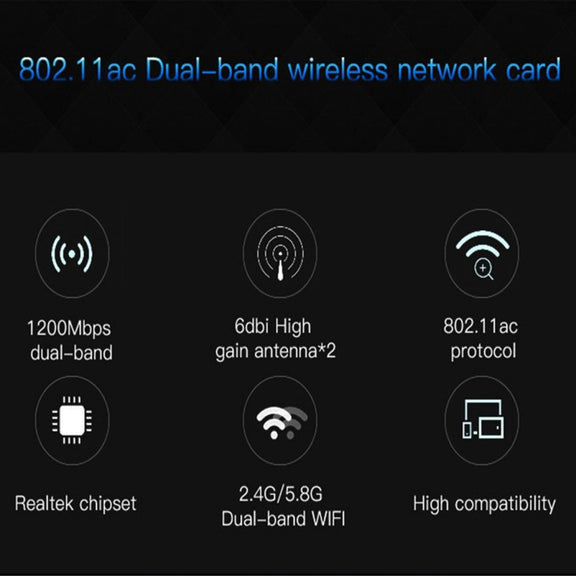 EDUP EP-9607 1200Mbps Dual-Band PCI-E Express Wireless Adapter Network Card with 2 x 6dBi Antennas
