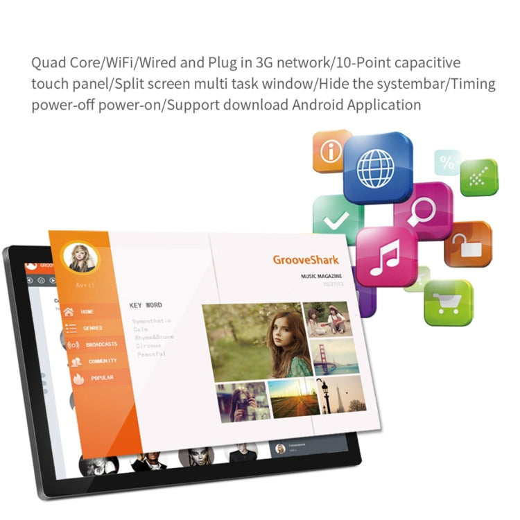 21.5 inch LCD Display Digital Photo Frame, RK3288 Quad Core Cortex A17 up to 1.8GHz, Android 8.1, 2GB+16GB, Support WiFi & Ethernet & Bluetooth & SD Card & 3.5mm Jack - 15 inch Above by PMc TechLife | Online Shopping South Africa | PMc TechLife | Buy Now Pay Later Mobicred