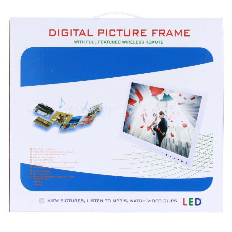 12.5 inch FHD LED Display Digital Photo Frame with Holder & Remote Control, MSTAR V56 Program, Support USB / SD Card Input (Black)