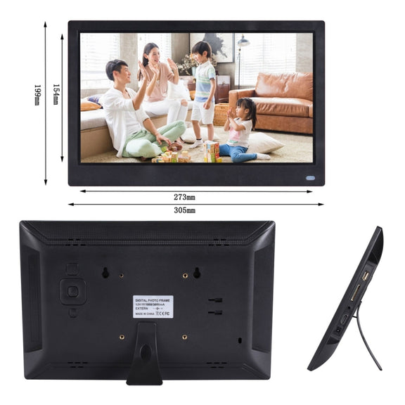 12.5 inch FHD LED Display Digital Photo Frame with Holder & Remote Control, MSTAR V56 Program, Support USB / SD Card Input (Black)