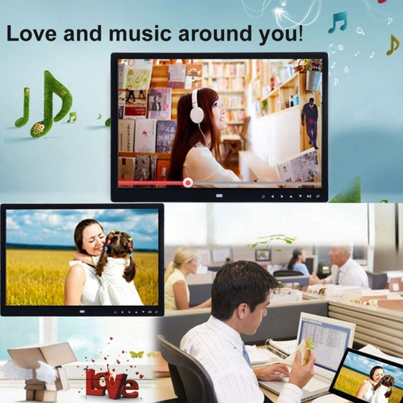 13.0 inch LED Display Digital Photo Frame with Holder / Remote Control, Allwinner, Support USB / SD Card Input / OTG (Black)