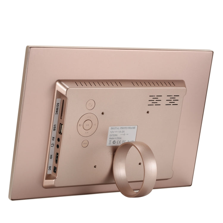 HSD1202 12.1 inch 1280x800 High Resolution Display Digital Photo Frame with Holder and Remote Control, Support SD / MMC / MS Card / USB Port, UK Plug(Gold) - 11-15 inch by PMC TechLife | Online Shopping South Africa | PMC TechLife | Buy Now Pay Later Mobicred