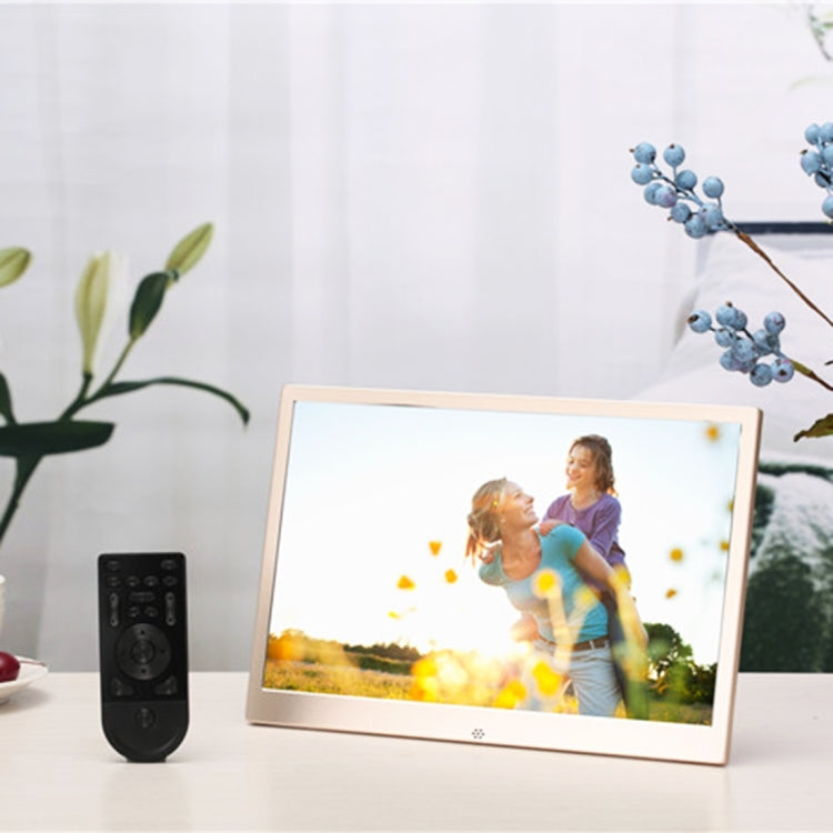 HSD1303 13.3 inch LED 1280x800 High Resolution Display Digital Photo Frame with Holder and Remote Control, Support SD / MMC / MS Card / USB Port, US Plug(Gold)