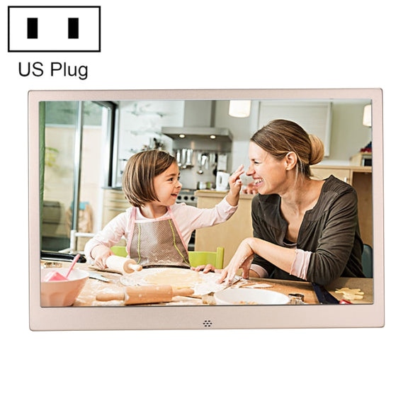 HSD1504 15.4 inch LED 1280x800 High Resolution Display Digital Photo Frame with Holder and Remote Control, Support SD / MMC / MS Card / USB Port, US Plug(Gold)