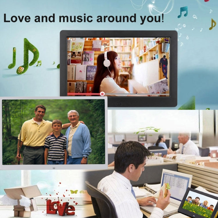 HSD1504 15.4 inch LED 1280x800 High Resolution Display Digital Photo Frame with Holder and Remote Control, Support SD / MMC / MS Card / USB Port, US Plug(Silver) - 15 inch Above by PMC TechLife | Online Shopping South Africa | PMC TechLife | Buy Now Pay Later Mobicred