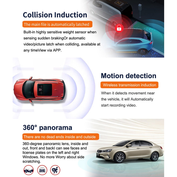 X12 1080P HD Panoramic Triple Recording WiFi Car Driving Recorder Support Mobile APP - Car DVRs by PMC TechLife | Online Shopping South Africa | PMC TechLife | Buy Now Pay Later Mobicred