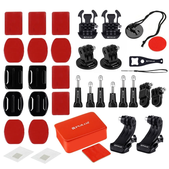 PULUZ 53 in 1 Accessories Total Ultimate Combo Kits with EVA Case (Chest Strap + Suction Cup Mount + 3-Way Pivot Arms + J-Hook Buckle + Wrist Strap + Helmet Strap + Extendable Monopod + Surface Mounts ...  for GoPro, Insta360, DJI and Other Action Cameras