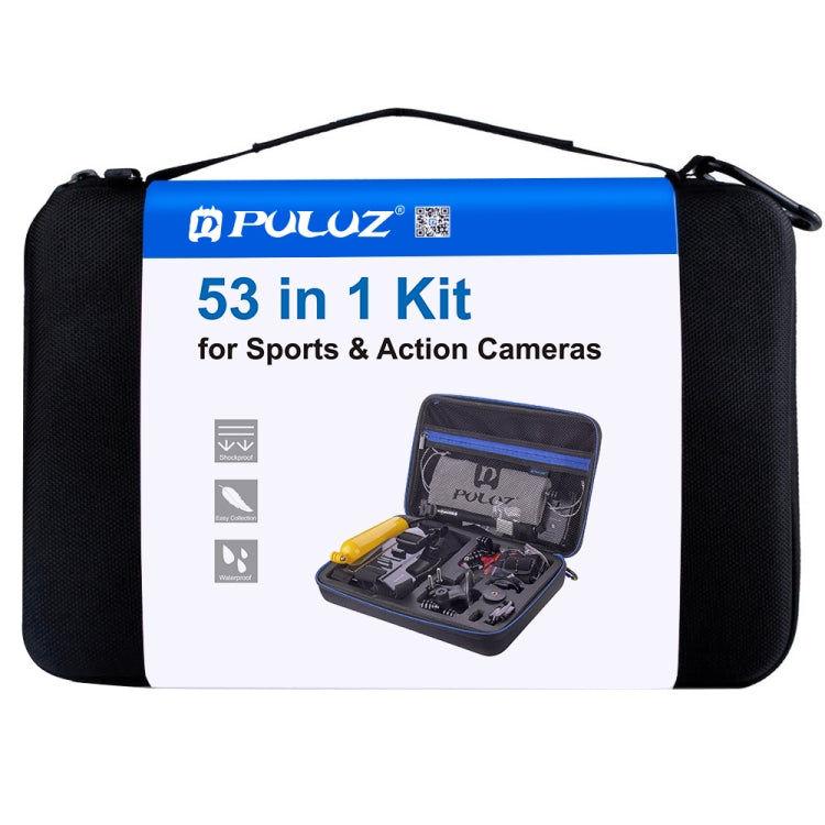 PULUZ 53 in 1 Accessories Total Ultimate Combo Kits with EVA Case (Chest Strap + Suction Cup Mount + 3-Way Pivot Arms + J-Hook Buckle + Wrist Strap + Helmet Strap + Extendable Monopod + Surface Mounts ...  for GoPro, Insta360, DJI and Other Action Cameras
