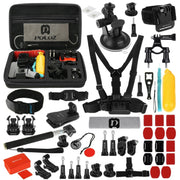 PULUZ 53 in 1 Accessories Total Ultimate Combo Kits with EVA Case (Chest Strap + Suction Cup Mount + 3-Way Pivot Arms + J-Hook Buckle + Wrist Strap + Helmet Strap + Extendable Monopod + Surface Mounts ...  for GoPro, Insta360, DJI and Other Action Cameras