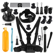 PULUZ 20 in 1 Accessories Combo Kits (Chest Strap + Head Strap + Suction Cup Mount + 3-Way Pivot Arm + J-Hook Buckles + Extendable Monopod + Tripod Adapter + Bobber Hand Grip + Storage Bag + Wrench) for GoPro, Insta360, DJI and Other Action Cameras