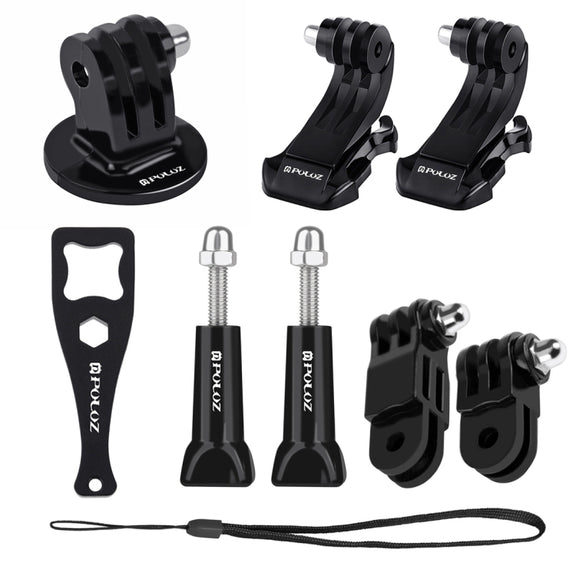 PULUZ 20 in 1 Accessories Combo Kits (Chest Strap + Head Strap + Suction Cup Mount + 3-Way Pivot Arm + J-Hook Buckles + Extendable Monopod + Tripod Adapter + Bobber Hand Grip + Storage Bag + Wrench) for GoPro, Insta360, DJI and Other Action Cameras