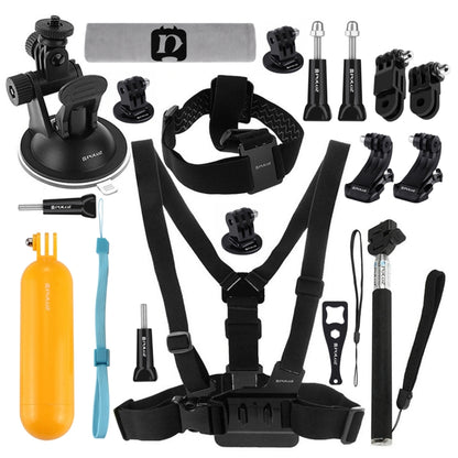 PULUZ 20 in 1 Accessories Combo Kits (Chest Strap + Head Strap + Suction Cup Mount + 3-Way Pivot Arm + J-Hook Buckles + Extendable Monopod + Tripod Adapter + Bobber Hand Grip + Storage Bag + Wrench) for GoPro, Insta360, DJI and Other Action Cameras -  by PULUZ | Online Shopping South Africa | PMC Jewellery | Buy Now Pay Later Mobicred