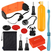 PULUZ 14 in 1 Surfing Accessories Combo Kits (Bobber Hand Grip + Floaty Sponge + Quick Release Buckle + Surf Board Mount + Floating Wrist Strap + Safety Tethers Strap + Storage Bag ) for GoPro, Insta360, DJI and Other Action Cameras