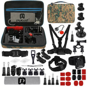PULUZ 45 in 1 Accessories Ultimate Combo Kits with Camouflage EVA Case (Chest Strap + Suction Cup Mount + 3-Way Pivot Arms + J-Hook Buckle + Wrist Strap + Helmet Strap + Surface Mounts + Tripod Adapte ...  for GoPro, Insta360, DJI and Other Action Cameras