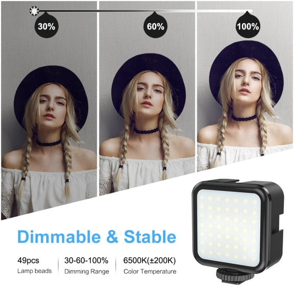PULUZ U/C Shape Portable Handheld DV Bracket Stabilizer + LED Fill Light Kit with Cold Shoe Tripod Head for All SLR Cameras and Home DV Camera