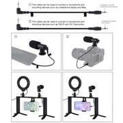PULUZ 4 in 1 Vlogging Live Broadcast 4.7 inch 12cm Ring LED Selfie Light Smartphone Video Rig Handle Stabilizer Aluminum Bracket Kits with Microphone + Tripod Mount + Cold Shoe Tripod Head