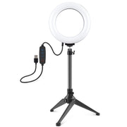 PULUZ 6.2 inch 16cm USB 3 Modes Dimmable LED Ring Vlogging Photography Video Lights + Desktop Tripod Holder with Cold Shoe Tripod Ball Head