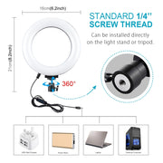 PULUZ Tripod Mount +  Live Broadcast Dual Phone Bracket + 6.2 inch 16cm LED Ring Vlogging Video Light Kits