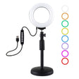 PULUZ 4.7 inch 12cm Curved Surface Ring Light + Round Base Desktop Mount USB 10 Modes 8 Colors RGBW Dimmable LED Ring Selfie Beauty Vlogging Photography Video Lights with Cold Shoe Tripod Ball Head(Black) - free shipping - PMC TechLife - Order now!