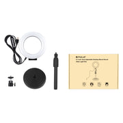 PULUZ 4.7 inch 12cm Curved Surface Ring Light + Round Base Desktop Mount USB 10 Modes 8 Colors RGBW Dimmable LED Ring Selfie Beauty Vlogging Photography Video Lights with Cold Shoe Tripod Ball Head(Black)