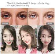 PULUZ 4.7 inch 12cm Curved Surface Ring Light + Round Base Desktop Mount USB 10 Modes 8 Colors RGBW Dimmable LED Ring Selfie Beauty Vlogging Photography Video Lights with Cold Shoe Tripod Ball Head(Black)