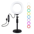PULUZ 6.2 inch 16cm USB 10 Modes 8 Colors RGBW Dimmable LED Ring Vlogging Photography Video Lights + Round Base Desktop Mount with Cold Shoe Tripod Ball Head(Black) - Ring Light by PULUZ | Online Shopping South Africa | PMC TechLife | Buy Now Pay Later Mobicred