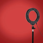 PULUZ 6.2 inch 16cm USB 10 Modes 8 Colors RGBW Dimmable LED Ring Vlogging Photography Video Lights + Round Base Desktop Mount with Cold Shoe Tripod Ball Head(Black)