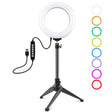 PULUZ 6.2 inch 16cm USB 10 Modes 8 Colors RGBW Dimmable LED Ring Vlogging Photography Video Lights + Desktop Tripod Mount with Cold Shoe Tripod Ball Head(Black) - Ring Light by PULUZ | Online Shopping South Africa | PMC TechLife | Buy Now Pay Later Mobicred