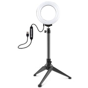 PULUZ 4.7 inch 12cm USB 10 Modes 8 Colors RGBW Dimmable LED Ring Vlogging Photography Video Lights + Desktop Tripod  Mount with Cold Shoe Tripod Ball Head(Black)