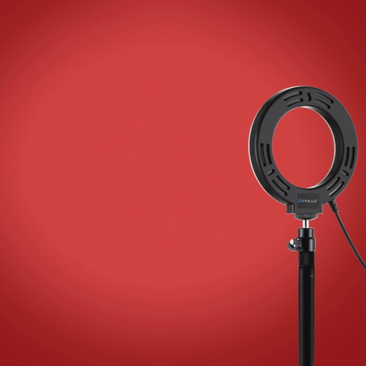 PULUZ 4.7 inch 12cm USB 10 Modes 8 Colors RGBW Dimmable LED Ring Vlogging Photography Video Lights + Desktop Tripod  Mount with Cold Shoe Tripod Ball Head(Black) - free shipping - PMC Jewellery - Order now!