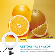 PULUZ 4.7 inch 12cm USB 10 Modes 8 Colors RGBW Dimmable LED Ring Vlogging Photography Video Lights + Desktop Tripod  Mount with Cold Shoe Tripod Ball Head(Black)